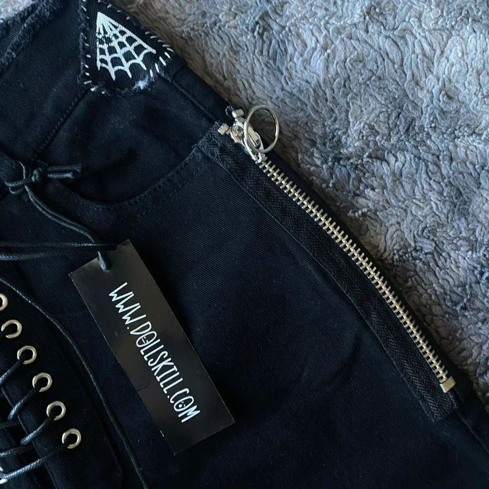 Stitch Btch Patched Lace Up Jeans - Picture 9 of 12
